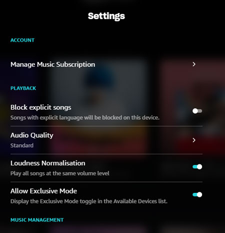 enable hd on amazon music