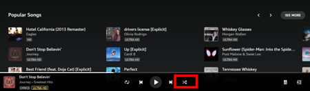 amazon music turn off shuffle on playing bar desktop