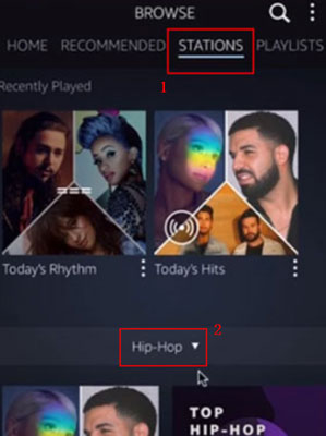 find stations on amazon music mobile