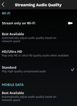 set lower streaming quality to fix amazon music some songs greyed out