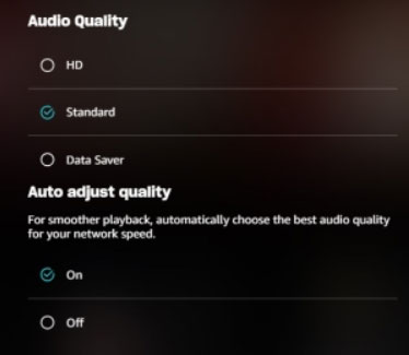amazon music web player quality