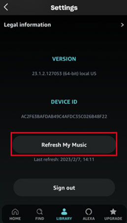 refresh amazon music to solve amazon music app not playing downloaded songs