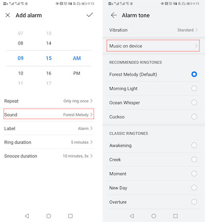 use amazon music as alarm android