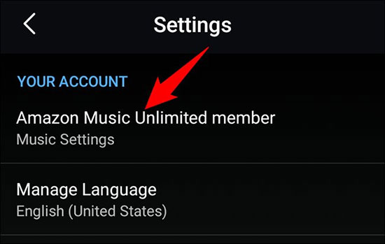 amazon music app setting android