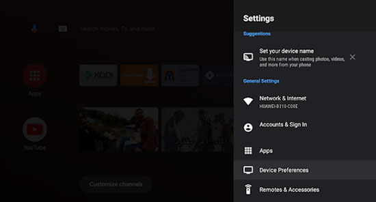 android tv settings