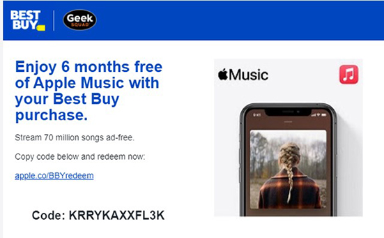 apple music free trial 6 months by best buy
