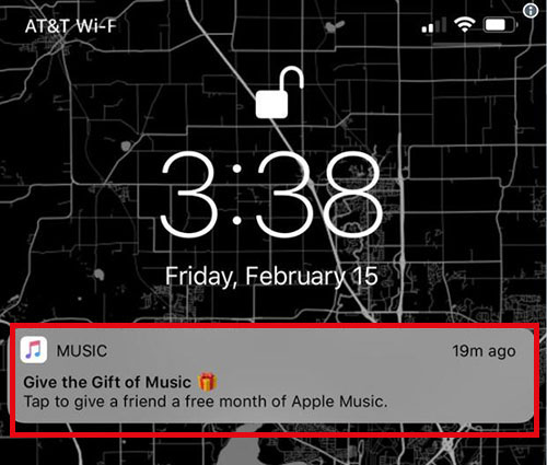 apple music 1-month free trial notification