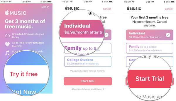 get apple music with free trial