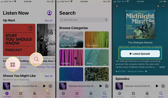 listen to podcasts on apple music for ios
