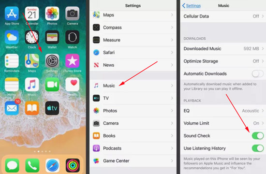 turn off apple music sound check feature on ios