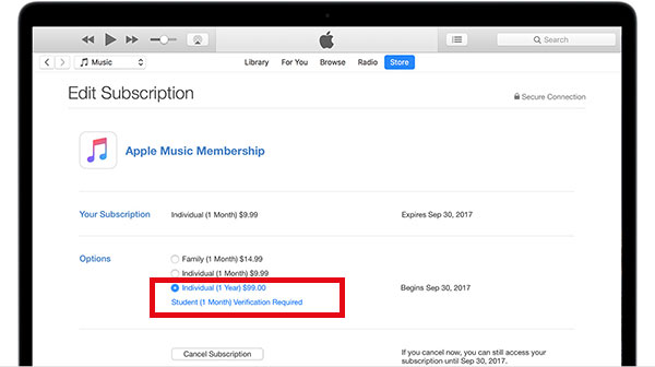 apple music student discount mac