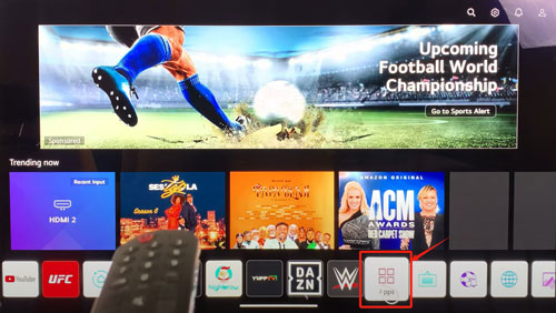 go to apps section on lg smart tv