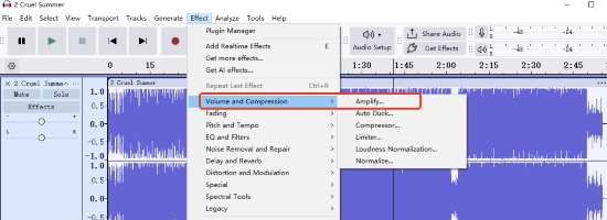 audacity effect volume and compression
