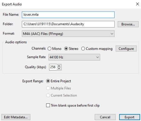 download soundcloud to m4a via audacity