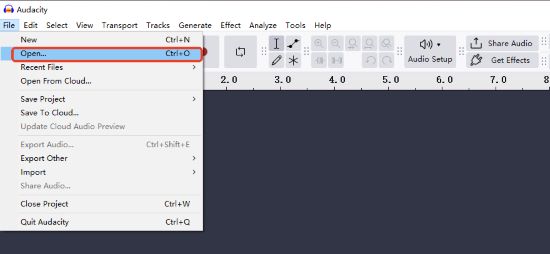 audacity file open