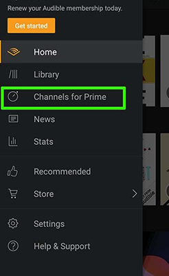 use audible without subcription via audible channels for prime