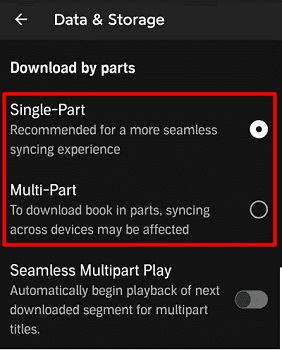 download audible audiobooks by parts on android