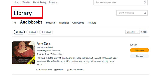 audible library on website