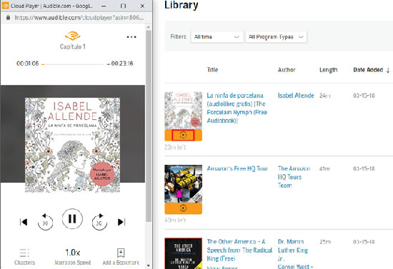 listen to audible on chromebook with audible online player