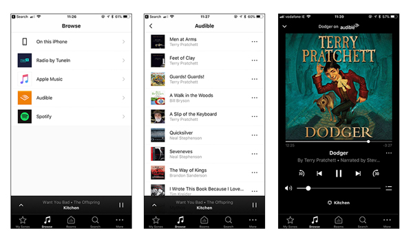 play audible on sonos via audible app