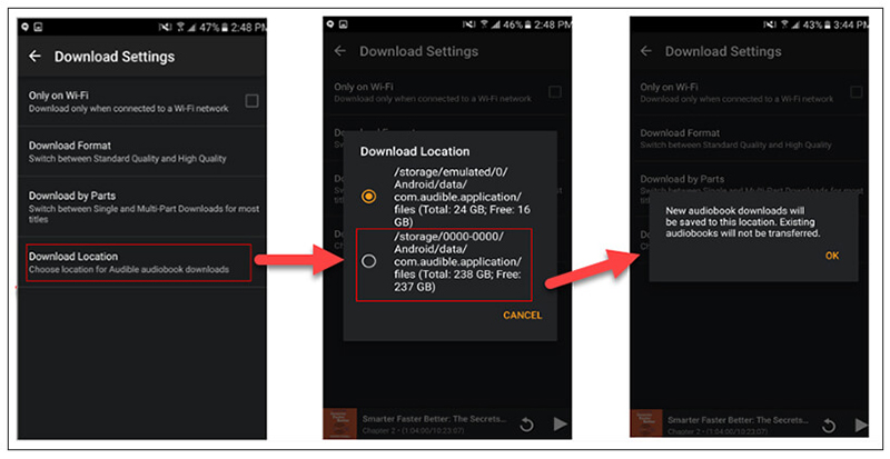 download audible books to sd card on android