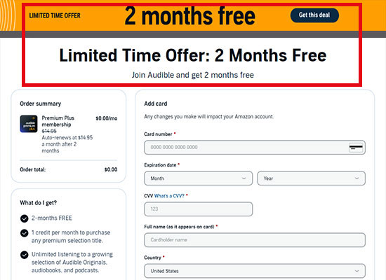 audible two months free trial