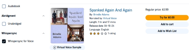 find a filter of whispersync for voice on audible