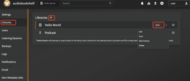 scan converted audible audiobooks on audiobookshelf