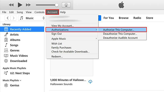 authorize this computer on itunes
