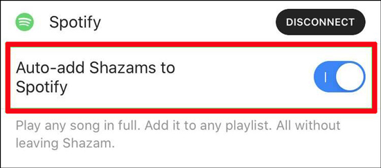 enable auto add shazams to spotify feature
