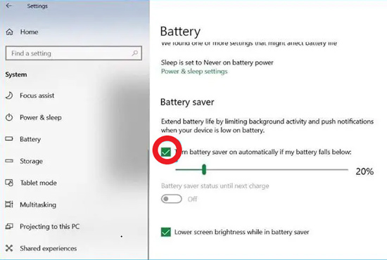 disable power saving mode on windows computer