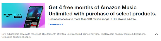 get amazon music unlimited 4 month free trial