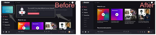 remove deezer ads on firefox via deezer fixer