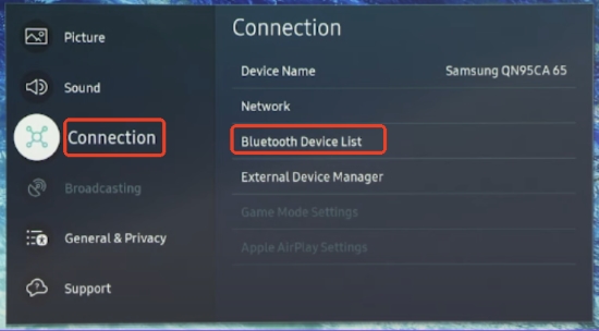 play audible on samsung tv via bluetooth