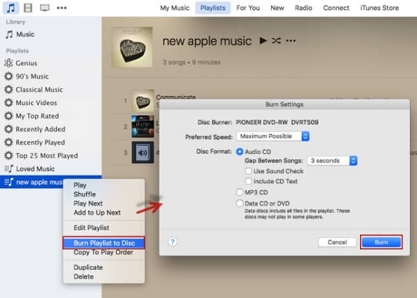 burn apple music to cd