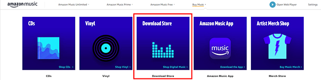 buy amazon music on web