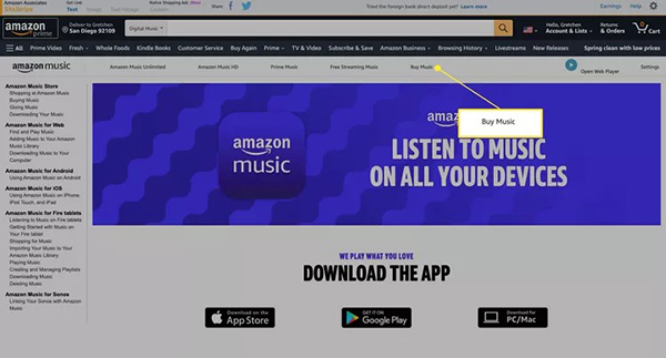buy amazon music songs on web