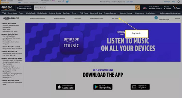 buy music on amazon music website