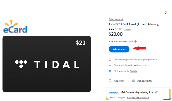 buy a tidal gift card at walmart.com