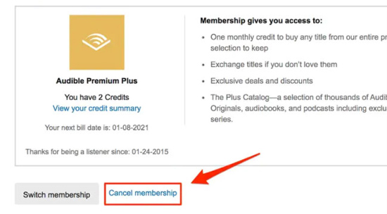 cancel audible membership to get free audible credits