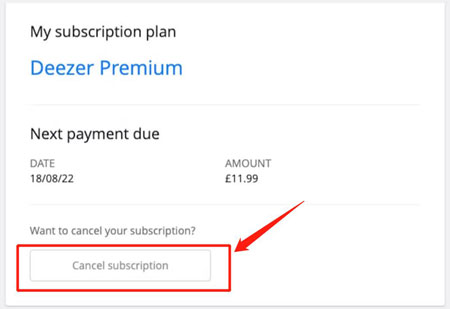 cancel deezer subscription on computer