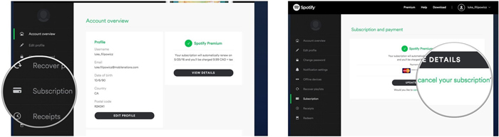 cancel spotify premium on mac