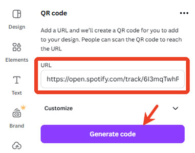 add spotify music to canva via qr code