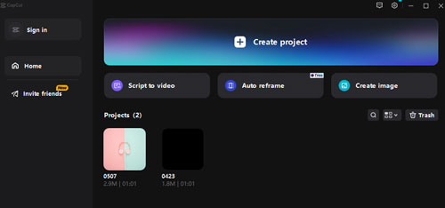 capcut create project computer