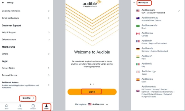 change audible marketplace on phone for bypassing audible region lock