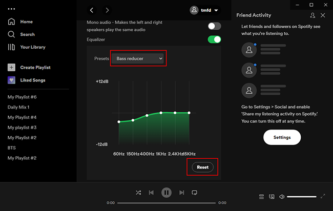 change equalizer on spotify pc