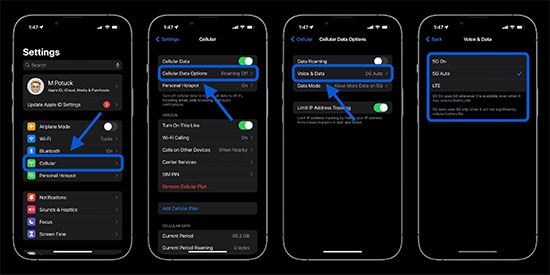 change mobile data to 4g instead of 5g