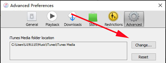 change itunes media folder location on windows