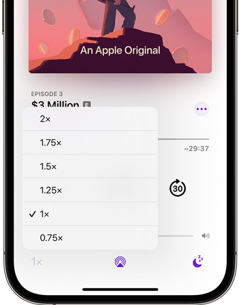 change apple music playback speed for podcasts