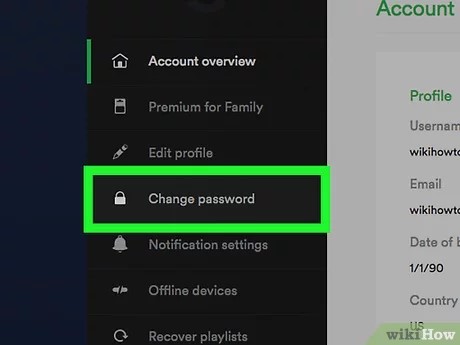 change spotify password